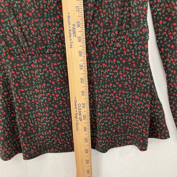 Michael Michael Kors Large Dark Floral Faux Wrap Stretch Knit Peplum Top Preppy - Picture 6 of 10